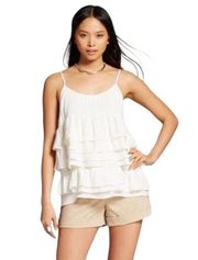 Who What Wear Sioni Tiered Ruffle Tank Top White Women’s Extra Extra Large (XXL)