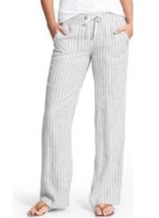 100% Linen White and Gray Herringbone Striped Pants Sz. 2