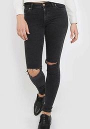 Dr. Denim Regina Black Distressed Skinny Jean, NWT, Size 24, MSRP $105