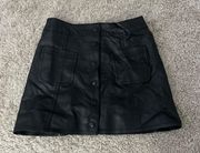 Divided Button Vegan Leather Skirt