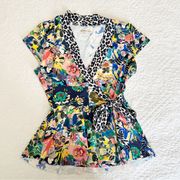 Johnny Was Layla Floral Wrap Tankini Top Size Small S NWOT