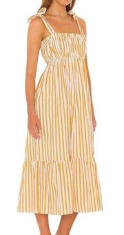 Faithfull the Brand striped tie shoulder midi dress size XS