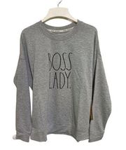 RAE DUNN “Boss Lady” Sweatshirt Gray NWT S