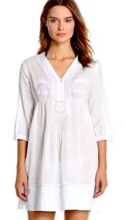 Lilly Pulitzer White Embroidered Cotton Alfa Tunic Top Swim Cover Up Sz M