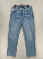 Edwin Jeans Womens 31 Blue Hana Classic Straight Tapered High Rise Wallflower