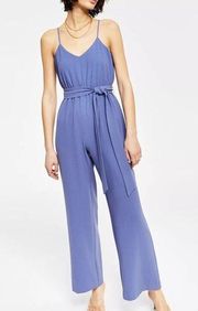 BAR III Women's Sleeveless Belted Jumpsuit in Blue Shadow Size XXS NWT