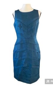 Adrianna Papell Blue Satin Tiered Sheath Dress Size 4