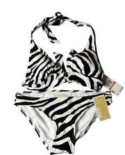 Michael Kors Swim Bikini Set Women S Black White Zebra Print Beach Pool Swim NEW