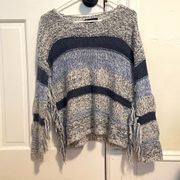 Fringe Blue Striped Sweater