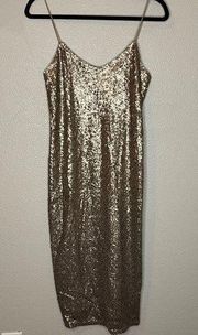 Gold  Cami Strap All Over Sequin Dress