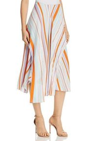 ASTR the Label Orange Palette Striped Overlay Wrap Midi Skirt Size Small