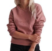 Superdry Smoke Rose Pink Applique Crew Neck Embroidered Sweatshirt size 2