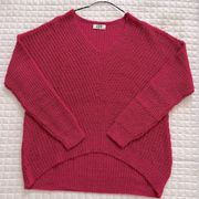 V-Neck Fuchsia Pink Long Sleeve Sweater Size Medium New Without Tag