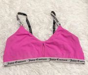 Juicy Couture Logo Band Keyhole Bralette Hot Pink XL