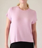 New Athleta S With Ease Rib Tee Begonia Pink Small Modal T-Shirt