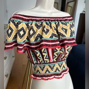 Multicolor Off the Shoulder Crop Top