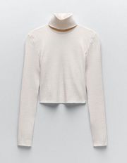 Nwt Ribbed Cropped Turtleneck Sweater Top Blouse