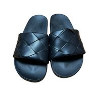 ASOS Black Woven Strap Slip On Slide Sandals Size 10