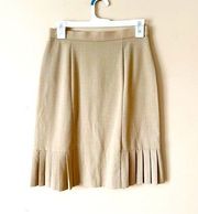DRESS BARN | Tan Pleated Hem Pencil Skirt Sz 4