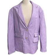 Terry Lewis  Lilac Purple Lavender LEATHER  Button Lined JACKET Coat Size 2x EUC