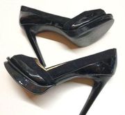 BCBGMAXZRIA Bramia Black Patent Leather High Heels Platform Stiletto pumps 7.5