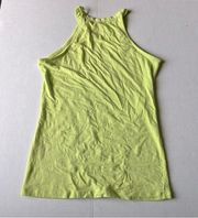 High neck tank top in neon yellow / green size small