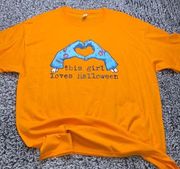 Zombie hand Halloween graphic tee shirt- orange NEW