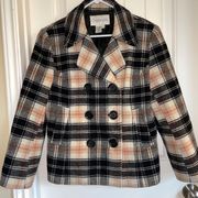 100% Wool plaid Peacoat 8P