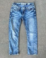 BKE Sabrina acid wash crop capri jeans stretch size 27