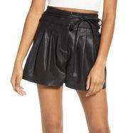 BLANKNYC Black Faux Leather Wide Leg Shorts SIZE 31 Paperbag High Waist NEW