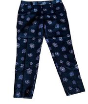 Club Monaco Womens Medallion Navy Kelly Pants silk wool blend. Sz 6 0012251