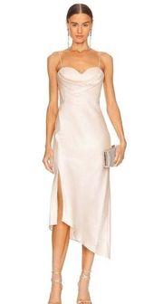 Alice + Olivia Kiyoko Midi Dress in Champagne Size 6 Bridal Sleeveless