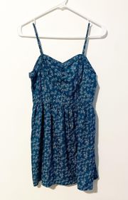 Urban Outfitters Blue Heart Printed Sweetheart Skater Dress