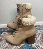 XOXO Maddie Tan Heel Boots Size 10M #Zip Up*