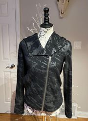 NWOT Tera Abstract Asymmetric zip Moto Print Biker Light Jacket