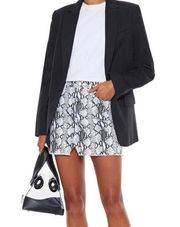 FRAME Le Mini Frayed Snake Print Denim Mini Skirt