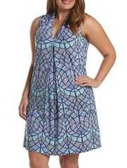 Tart Pleated Front V-Neck A-Line Tank Dress Plus Size 1X