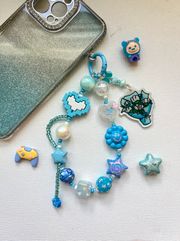 Blue beads  phonecharm keychain bagchain y2k