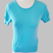 Brooks brothers aqua silk blend t-shirt short sleeve sweater size small