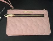 Rampage Pink Quilted Hearts 2 zip Wristlet