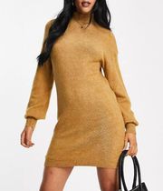 Vero Moda Tall high neck sweater dress in camel