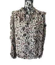 Marie Oliver Haley Floral Silk Blend Top Shirt Size Large