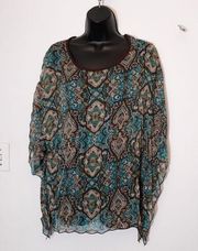 Julie's Closet sheer poncho blouse