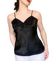 Y2K Vintage No Boundaries Crinkle Satin Beaded Lace Whimsigoth Party Top Small