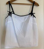 J. Crew Women’s White Cotton Black Bow Detailed Back Zip Tank Top Size Large