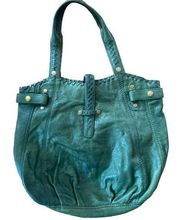 Lucky Brand Olive Green Soft Italian Leather Laced Hobo Tote Book Shoulder Bag