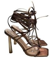 Simmi London Baylee Lace Up Heels Sandals Bronze Ankle Tie Shoes Women’s Size 7