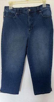 Gloria Vanderbilt Amanda Dark Denim Stretch Capri Jeans Sz 10