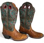 Tony Lama Embroidered Heeled Western Boots Size 8