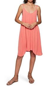 LoveStitch Crinkled Gauze Strappy Shift Dress in Hot Coral Size S/M NWOT